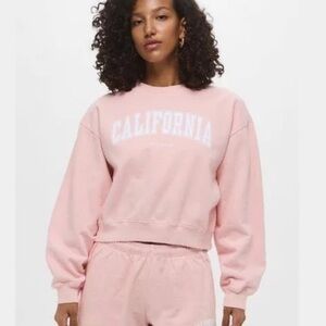 NWOT Sporty‎ & Rich California Cropped Crewneck - Ballet/White